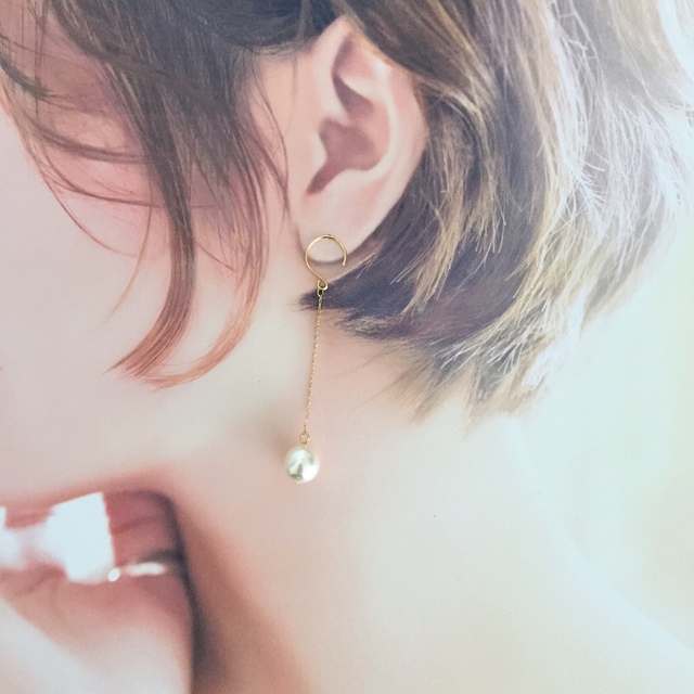 再販•✧...○バロックガラスパールのロングピアス○...✧•イヤリング  ハンドメイドのアクセサリー(ピアス)の商品写真