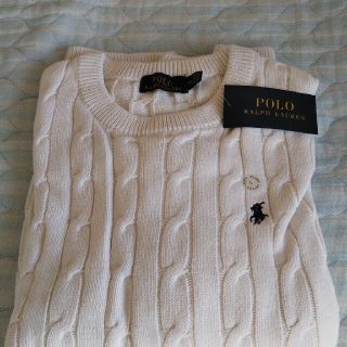 ポロラルフローレン(POLO RALPH LAUREN)のラルフローレン ロゴ刺繍 コットン ケーブルニット セーター Lサイズ(ニット/セーター)