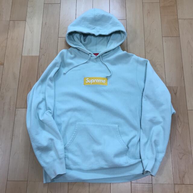 Supreme Ice Blue Box Logo Hoodie 17aw