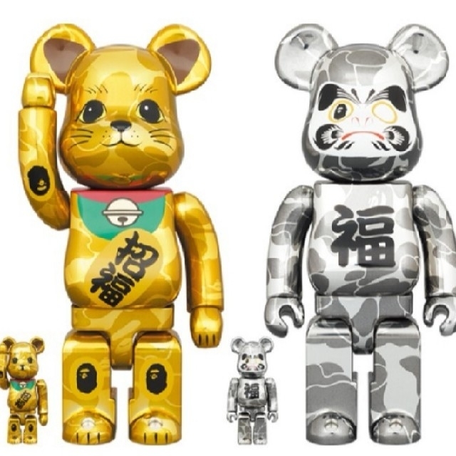 BE@RBRICK BAPE 招き猫 金メッキ&達磨 銀メッキ 100%&400 フィギュア BE@RBRICK BAPE 招き猫 金メッキ&達磨 銀メッキ 100%&400 フィギュア