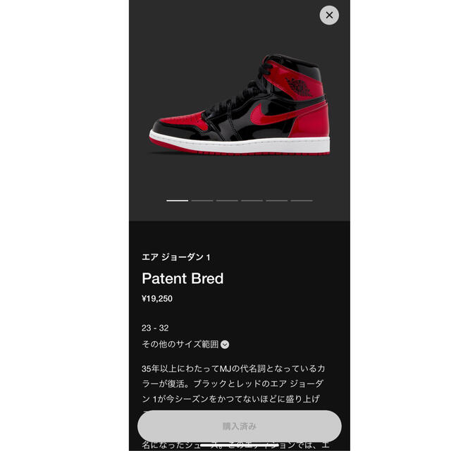 NIKE(ナイキ)の エア ジョーダン 1 レトロ HIGH パテントブレッド　29センチ メンズの靴/シューズ(スニーカー)の商品写真