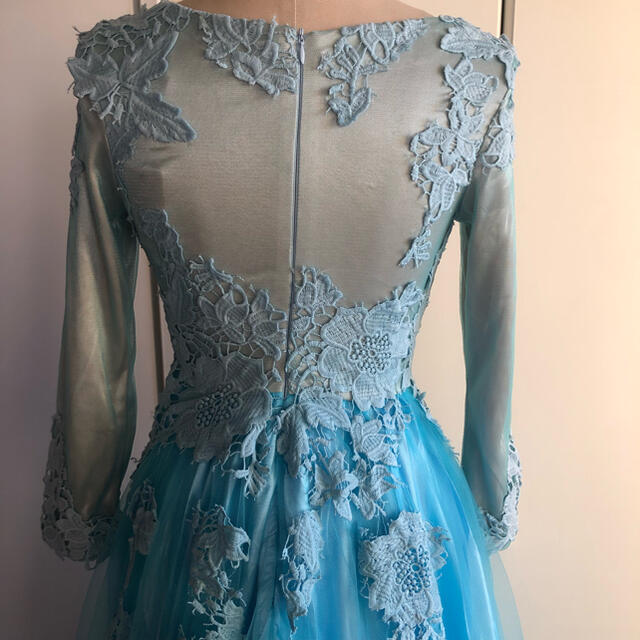 AngelR - 総刺繍長袖Aラインロングドレス演奏会ステージ誕生日二次会