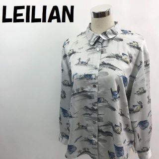 レリアン(leilian)の【人気】レリアン 長袖シャツ 柄シャツ 丸襟 サイズ9 レディース(シャツ/ブラウス(長袖/七分))