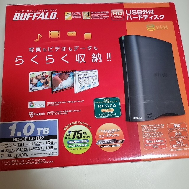 Buffalo(バッファロー)のBuffalo USB外付ハードディスク 1TB スマホ/家電/カメラのPC/タブレット(PC周辺機器)の商品写真