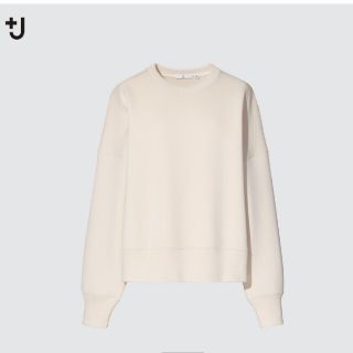 ユニクロ(UNIQLO)の新品未使用 UNIQLO +J ドライクロップドスウェットシャツ　M ナチュラル(トレーナー/スウェット)