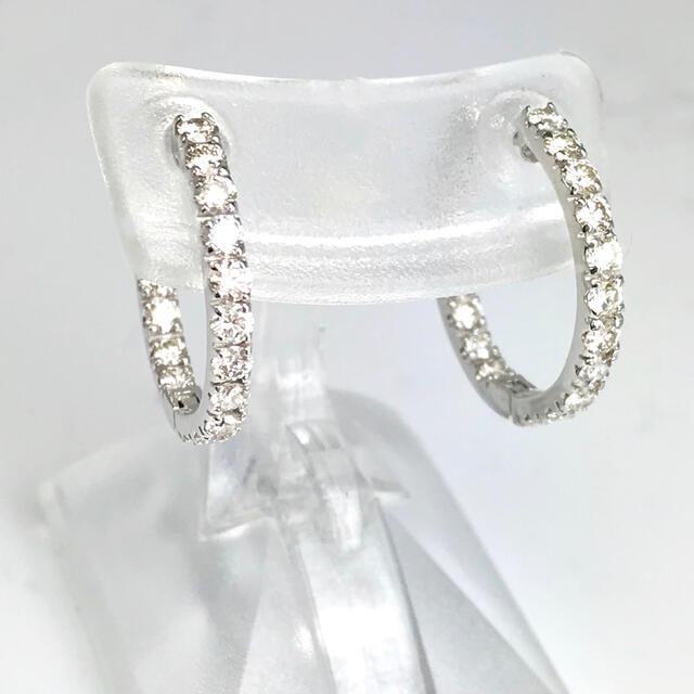 天然ダイヤモンド 1.00ct 中折れ式パヴェフープピアス PT950-
