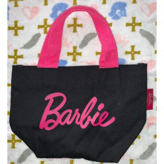 バービー(Barbie)の《美品》バービー Barbie ミニ トートバッグ 黒 ピンク ミニミニ 小物(トートバッグ)