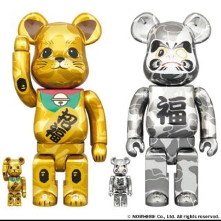 メディコムトイ(MEDICOM TOY)のBE@RBRICK 招き猫 金メッキ & 達磨 銀メッキ 100% & 400%(その他)