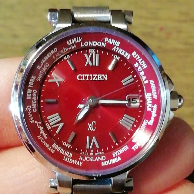 CITIZEN(シチズン)のJ29　超美品　シチズン・xC　電波・ソーラー時計　デイト　耐磁　新品電池 レディースのファッション小物(腕時計)の商品写真