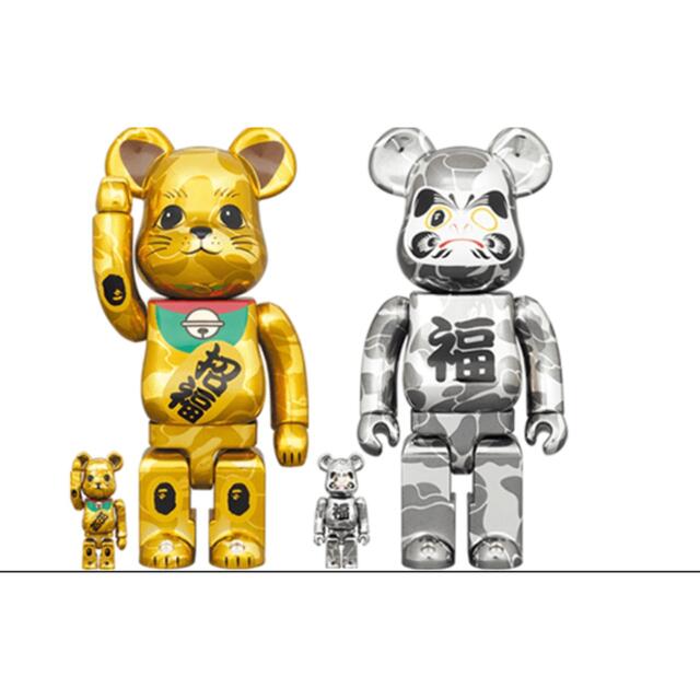 BE@RBRICK BAPE 招き猫 金メッキ&達磨 銀メッキ 100&400%エンタメ/ホビー