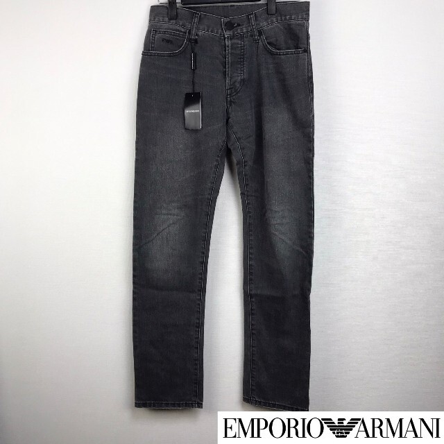 Emporio Armani(エンポリオアルマーニ)の新品 エンポリオアルマーニ ストレートデニム ブラック サイズ28 タグ付未使用 メンズのパンツ(デニム/ジーンズ)の商品写真