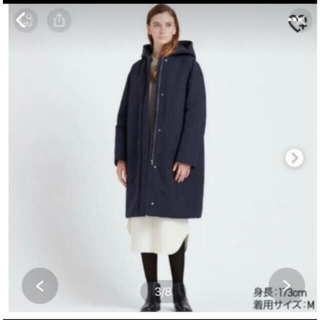 ユニクロ ハイブリッドダウンコクーンコート Mサイズ ブラック フード取り外し可UNIQLO