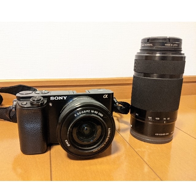 スマホ/家電/カメラSONY ミラーレスカメラ α6000 黒 本体 ダブルズームレンズキット