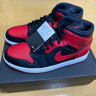 ナイキ(NIKE)のAIR JORDAN 1 MID （BLACK/GYM RED-WHITE）(スニーカー)