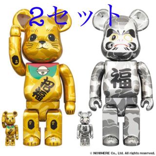 メディコムトイ(MEDICOM TOY)のベアブリック ベイプ 招き猫 金メッキ & 達磨 銀メッキ100% & 400%(フィギュア)