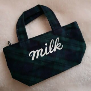 ミルク(MILK)のMILK　ミルク　グリーン　ネイビー　チェック　ミニポーチ　小物入れ(ポーチ)