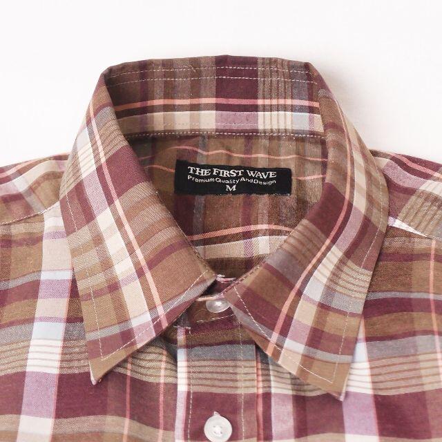 THE FIRST WAVE ポリコットン チェックシャツ ブラウン Mサイズ メンズのトップス(シャツ)の商品写真