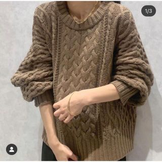 未使用品 エブール ebure ソフトアランパターン クルーネックプル