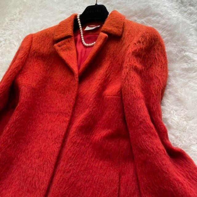AKRIS(アクリス)の【美品】A-K-R-I-S  アンゴラモヘア　グラデーション　赤　オレンジ レディースのジャケット/アウター(ロングコート)の商品写真