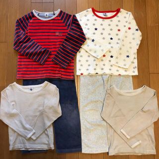 プチバトー(PETIT BATEAU)のプチバトー☆☆108cm 110cm5ans☆ベロアパジャマ、長袖下着まとめ売り(パジャマ)