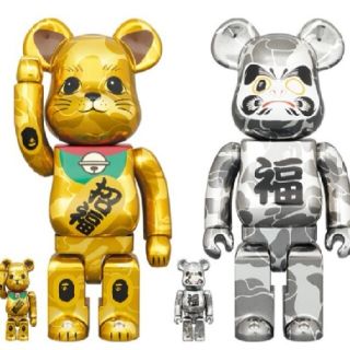 メディコムトイ(MEDICOM TOY)のBE@RBRICK BAPE 招き猫 金メッキ&達磨 銀メッキ 100%&400(フィギュア)