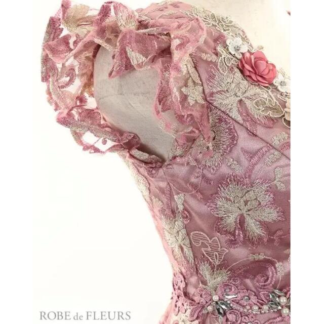 ROBE(ローブ)の近日処分 ローブドフルール キャバドレス フレア Aライン S ピンク 花柄 レディースのフォーマル/ドレス(ナイトドレス)の商品写真