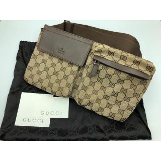 グッチ(Gucci)のGUCCI  ウエストバッグ 28566 GG柄 ベージュ×ダークブラウン(ウエストポーチ)