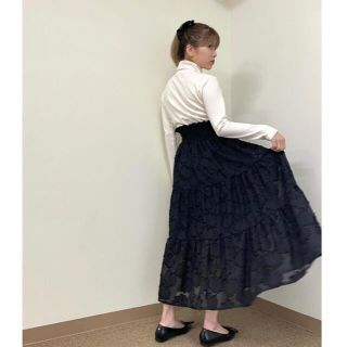 jacquard waist gather tiered long skirt(ロングスカート)