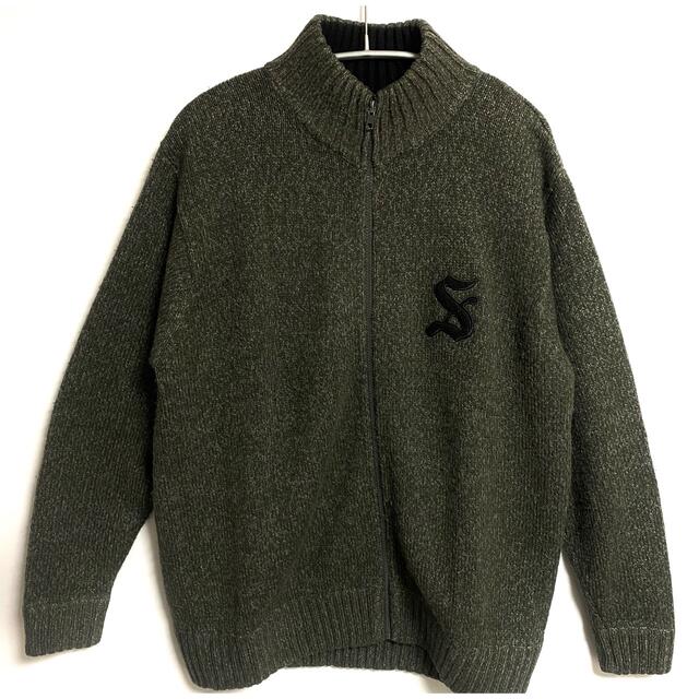 OLD STUSSY Sロゴ ジップ ニット セーター 90s