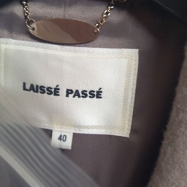 LAISSE PASSE(レッセパッセ)のレッセパッセ　コート　ファースヌード付　ブラウン  アフター　Lサイズ  モカ レディースのジャケット/アウター(ロングコート)の商品写真