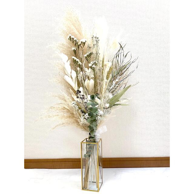 15%OFF ドライフラワーブーケ パンパスグラス ホワイト 花瓶付きの通販 by Mon trésor|ラクマ 国産定番