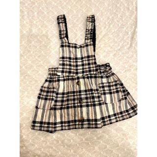 ザラキッズ(ZARA KIDS)の【最終お値下げ】【美品】ZARABABY エプロンワンピース　チェック(ワンピース)