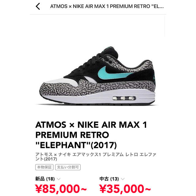 ATMOS × NIKE AIR MAX 1 ELEPHANT