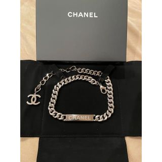 レア】CHANEL シャネル ロゴ プレート チェーン ネックレス シルバー