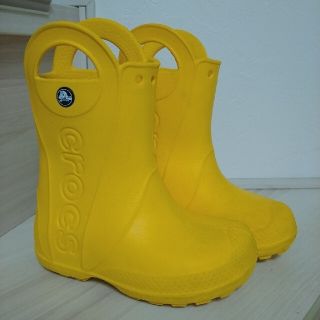 クロックス(crocs)の中古　クロックス 17.5cm　キッズ　レインブーツ　イエロー　黄色　c10(長靴/レインシューズ)