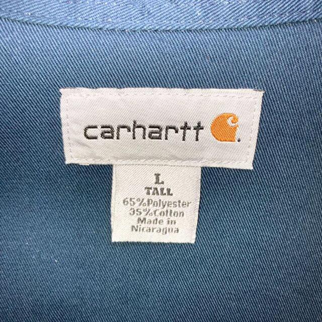 carhartt(カーハート)の希少 90s カーハート ワークシャツ タグロゴ ビッグシルエット 紺 メンズのトップス(シャツ)の商品写真