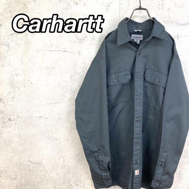 carhartt(カーハート)の希少 90s カーハート ワークシャツ タグロゴ ダークグレー 美品 メンズのトップス(シャツ)の商品写真