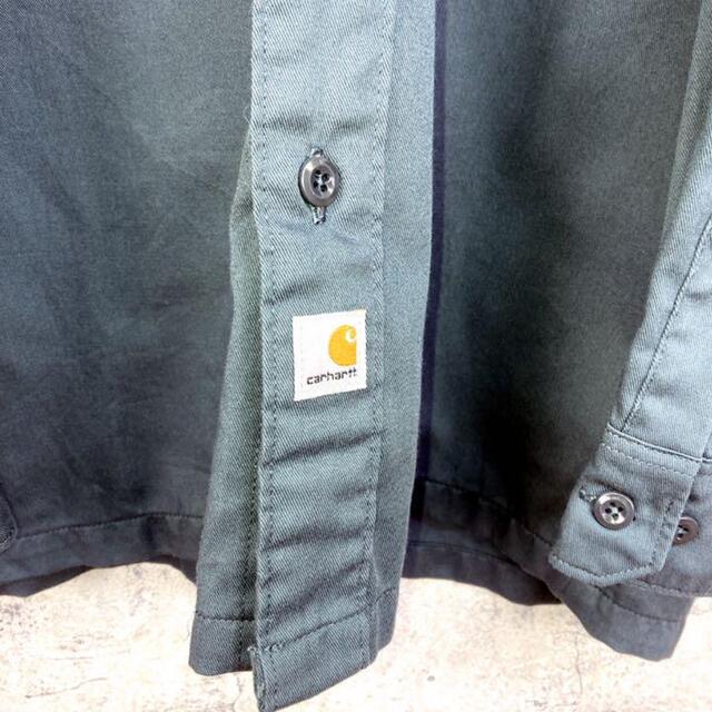 carhartt(カーハート)の希少 90s カーハート ワークシャツ タグロゴ ダークグレー 美品 メンズのトップス(シャツ)の商品写真