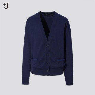 ユニクロ(UNIQLO)の新品☆UNIQLO ＋J シルクコットンVネックカーディガン　ネイビー　Sサイズ(カーディガン)