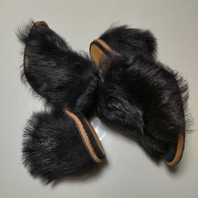 UGG アグ ローザ フラッフ ヒール サンダル ファー 黒 ブラック