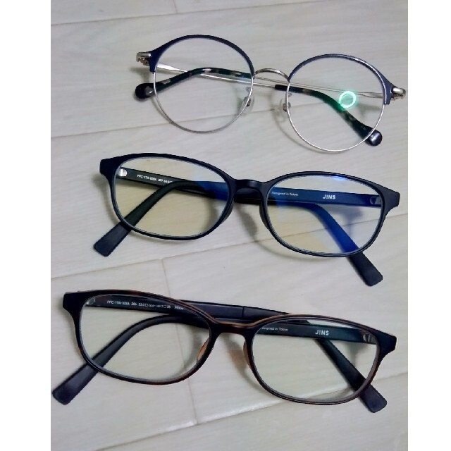 JINS(ジンズ)の伊達　メガネ　ブルーライトカットメガネ　3本セット レディースのファッション小物(サングラス/メガネ)の商品写真