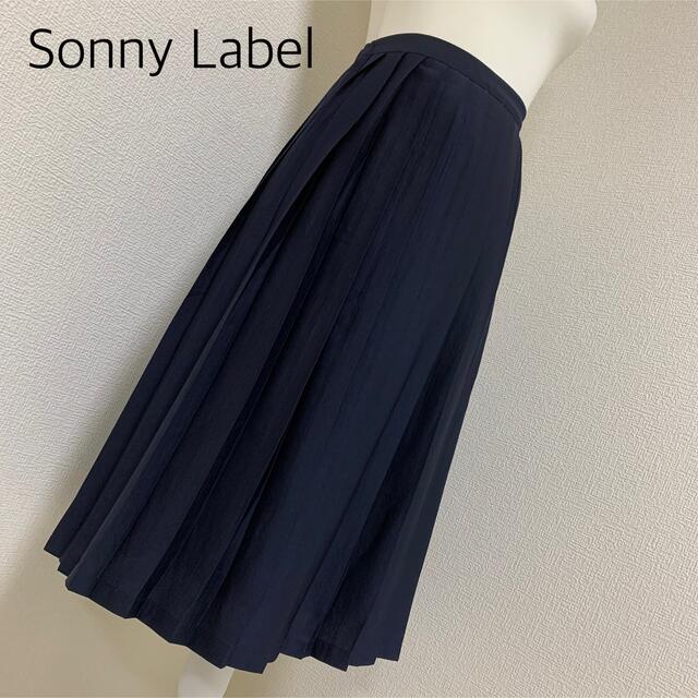 Sonny Label(サニーレーベル)の【訳あり格安】Sonny Labelヴィンテージサテンプリーツスカート　ネイビー レディースのスカート(ひざ丈スカート)の商品写真