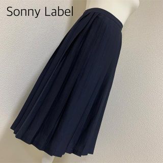 サニーレーベル(Sonny Label)の【訳あり格安】Sonny Labelヴィンテージサテンプリーツスカート　ネイビー(ひざ丈スカート)