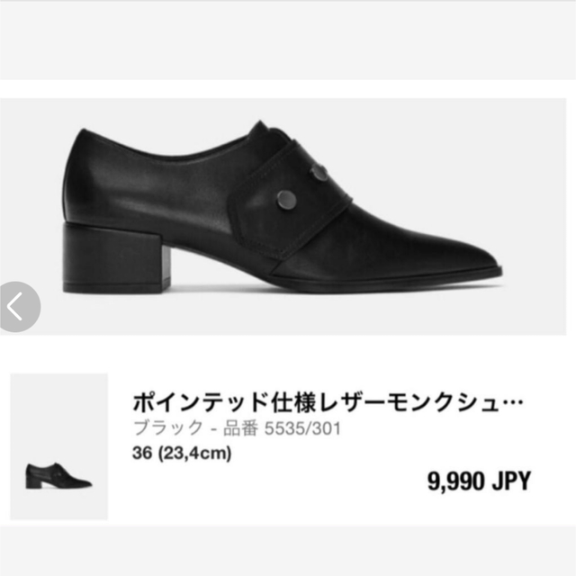 ZARA(ザラ)のZARA 40 ポインテッド仕様レザーモンクシューズ レディースの靴/シューズ(ローファー/革靴)の商品写真