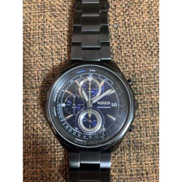 売り出し SEIKO WIRED クロノグラフ 腕時計 白 青 SS VK67-K090 