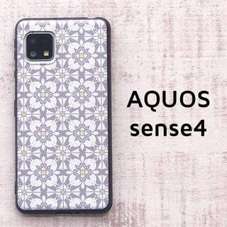 AQUOS sense4 sense5G グレー タイルデザイン ソフトケース(Androidケース)