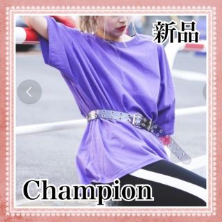 チャンピオン(Champion)の新品 Champion Tシャツ 紫 ブランド ロゴ 長袖 メンズ 春夏 韓国(Tシャツ(半袖/袖なし))