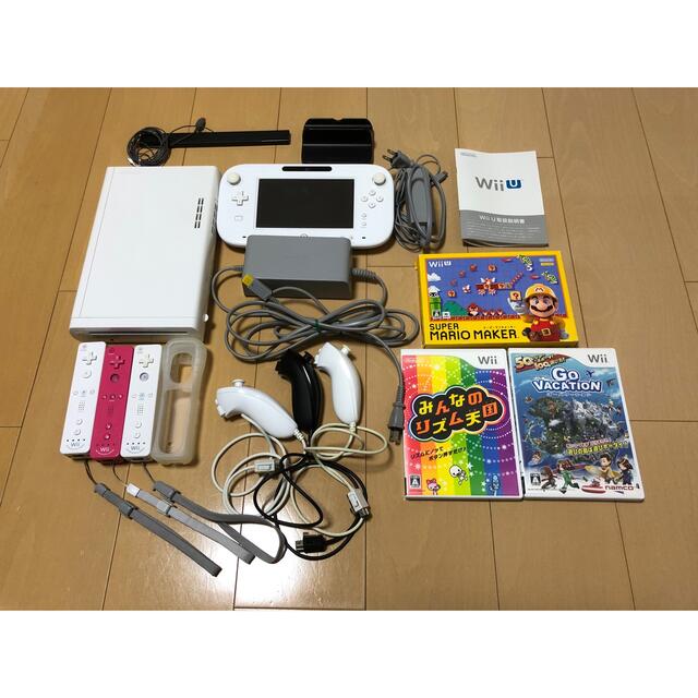 エンタメ/ホビーWii U本体(マリオカート内蔵)　付属品　ソフト3本セット