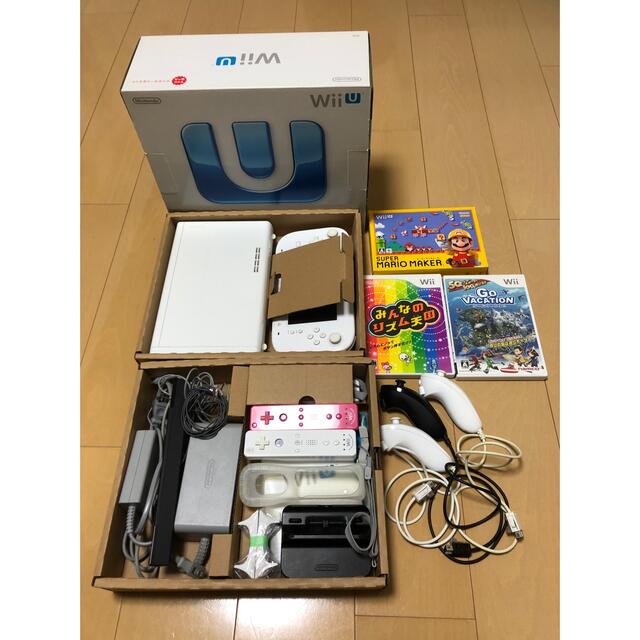 Wii U(ウィーユー)のWii U本体(マリオカート内蔵)　付属品　ソフト3本セット エンタメ/ホビーのゲームソフト/ゲーム機本体(家庭用ゲーム機本体)の商品写真