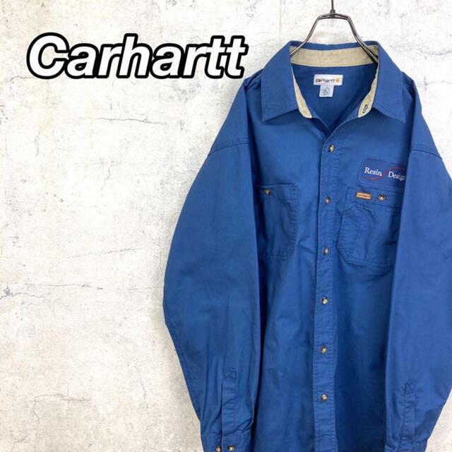 CARHARTT シャツ ビッグシルエット 90s オーバーサイズ 青 bl